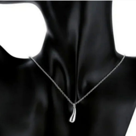 925 Sterling Silver Waterdrop Jewelry Set Bracelet Necklace Earrings and Ring - Picture 15 of 16